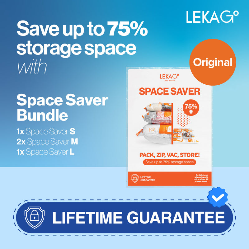 (SIZE L) LEKA Go! Space Saver (Lifetime Guarantee) - Vacuum Storage Plastic Travel Compression Bag Plastik Tas Vakum Kompresi Baju Pakaian - Hanya 1pc