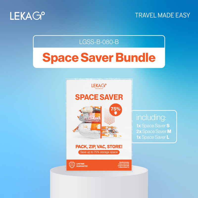 (SIZE S) LEKA Go! Space Saver (Lifetime Guarantee) - Vacuum Storage Plastic Travel Compression Bag Plastik Tas Vakum Kompresi Baju