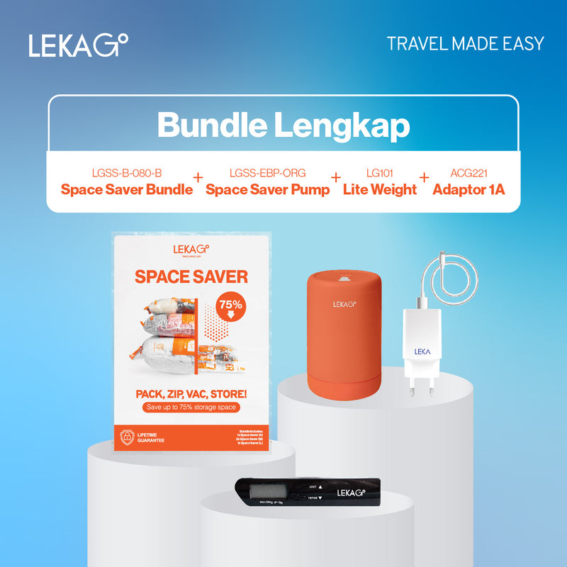 LEKA Go! Space Saver Pump (Garansi 2 Tahun) - Pompa Vakum Elektrik Listrik Electric Vacuum Pump Storage Plastic Travel Compression Bag Plastik Tas Vakum Kompresi Baju