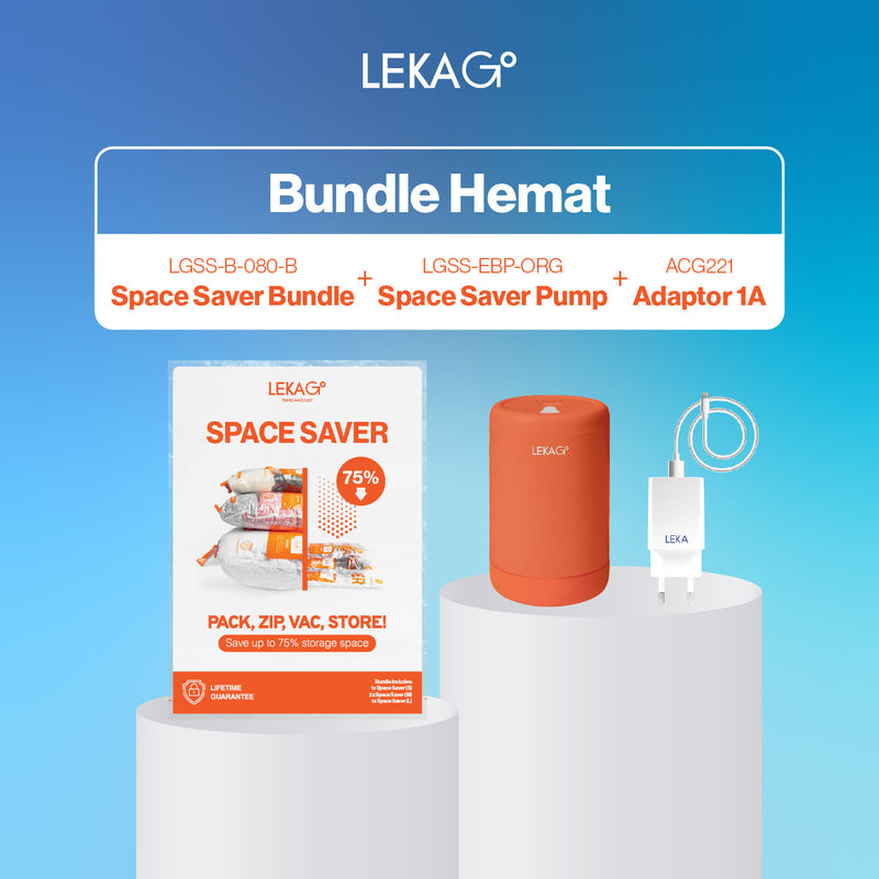 LEKA Go! Space Saver Pump (Garansi 2 Tahun) - Pompa Vakum Elektrik Listrik Electric Vacuum Pump Storage Plastic Travel Compression Bag Plastik Tas Vakum Kompresi Baju