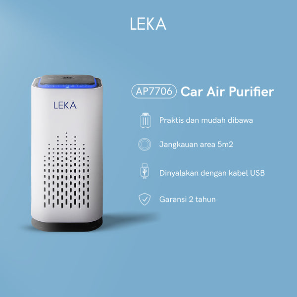 LEKA AP7706 Car Air Purifier - Mini Portable HEPA Filter UV-C Ion UV