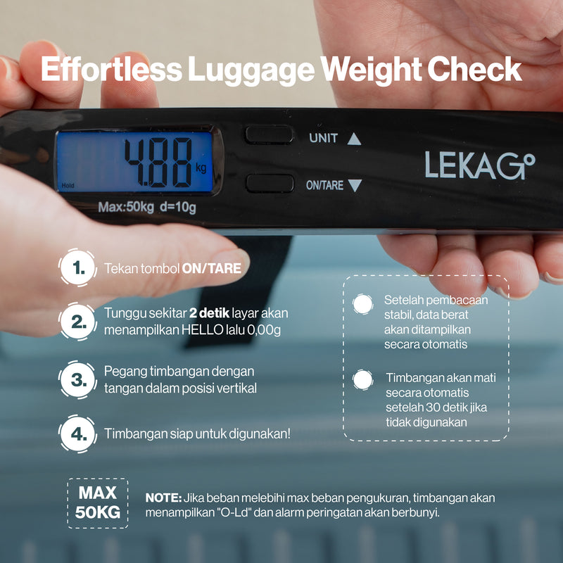 LEKA Go! Lite Weight (Garansi 2 Tahun) - Portable Digital Luggage Scale Timbangan Koper Tas Digital Gantung