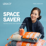 (SIZE M) LEKA Go! Space Saver (Lifetime Guarantee) - Vacuum Storage Plastic Travel Compression Bag Plastik Tas Vakum Kompresi Baju - Bundle Lengkap