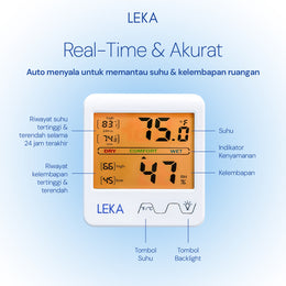 LEKA HM6010 Humidity Meter -Hygrometer Thermometer Ukur Lembab Ruangan - 1 Unit HM6010