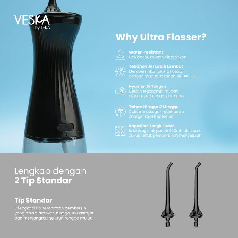 Veska by LEKA OC557 Ultra Flosser - Portable Oral Water Flosser Dental Irrigator Scaling Pembersih Gigi Air