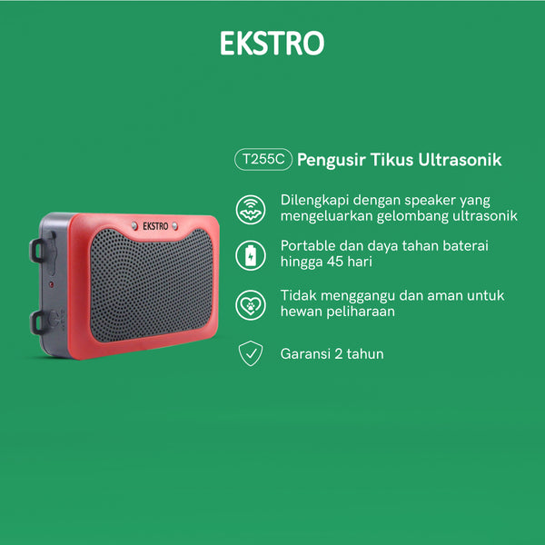 Ekstro T225C Portable Pengusir Tikus Ultrasonic -Tanpa Racun Perangkap